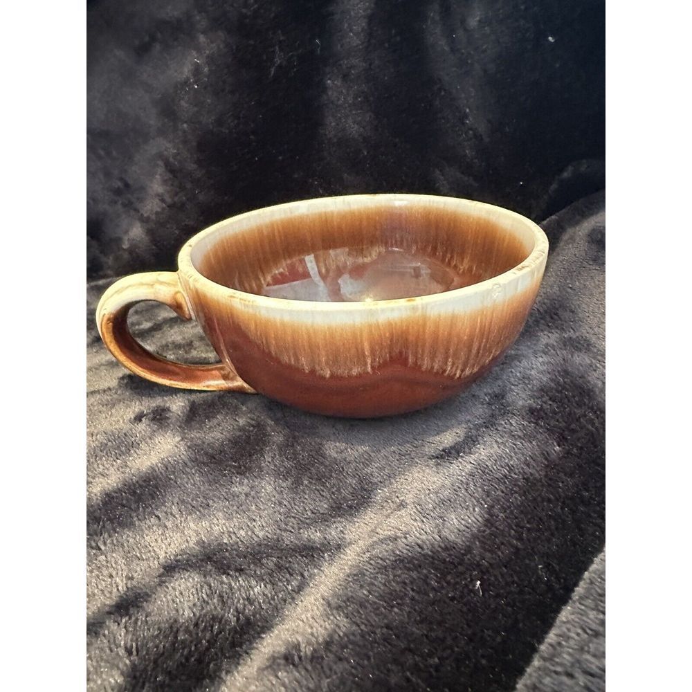 Vintage McCoy pottery brown‎ drip glaze soup mug bowl cup With handle